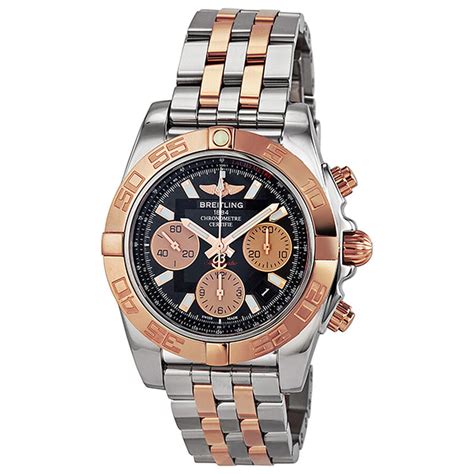 Breitling Chronomat 41 Automatic Black Dial 18kt Rose Gold and 